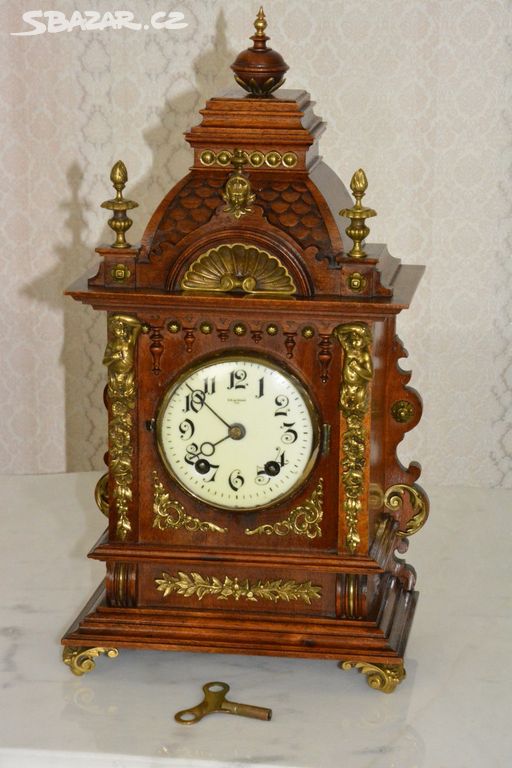 Starožitné krbové hodiny Lenzkirch 1890 - Krásné