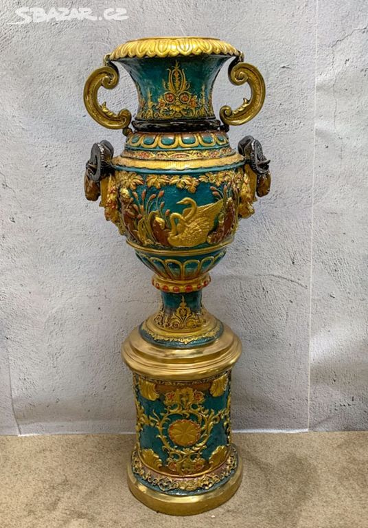 Zámecká bronzová váza - kolorovaná - UNIKÁT - XXL