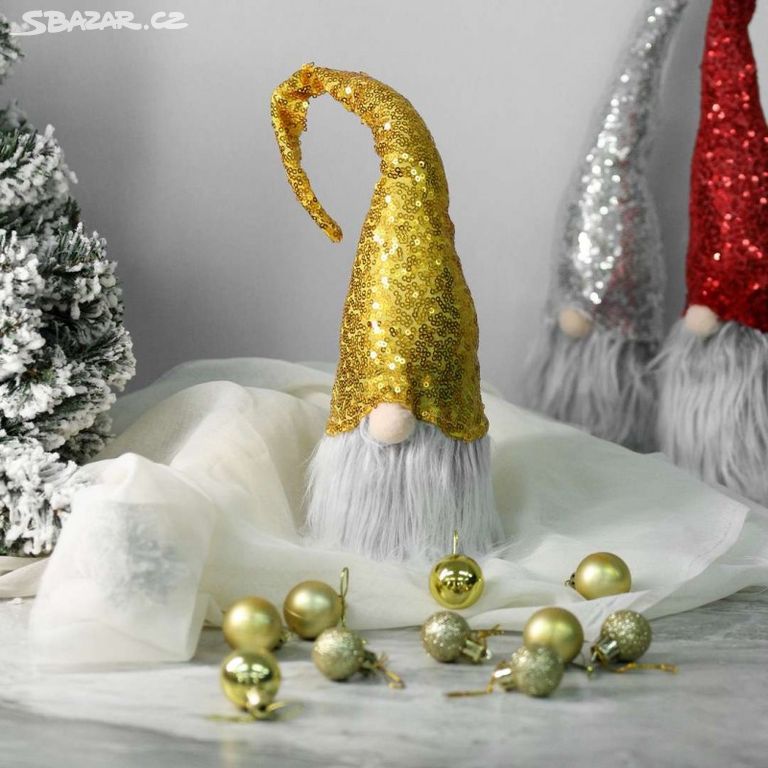 Vánoční dekorace Skřítek 40 cm zlatý