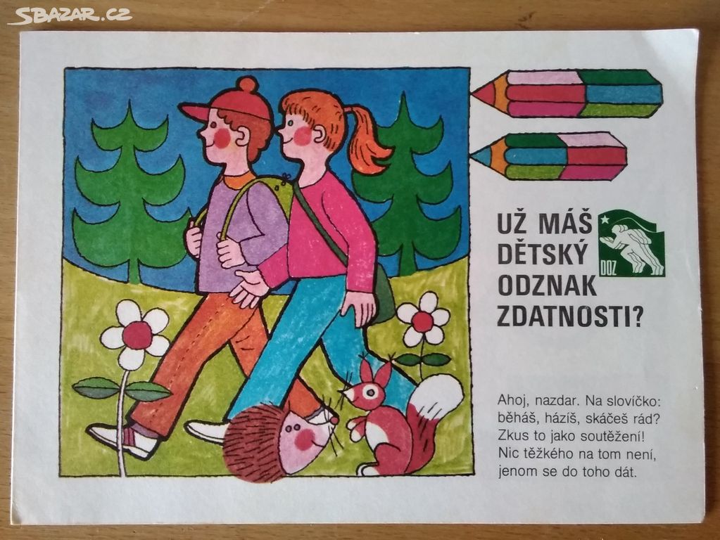 Retro omalovánky Už máš dětský odznak zdatnosti?