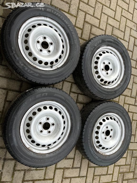 4x plechový disky VW 5x120 R16, zimní pneu 5 mm