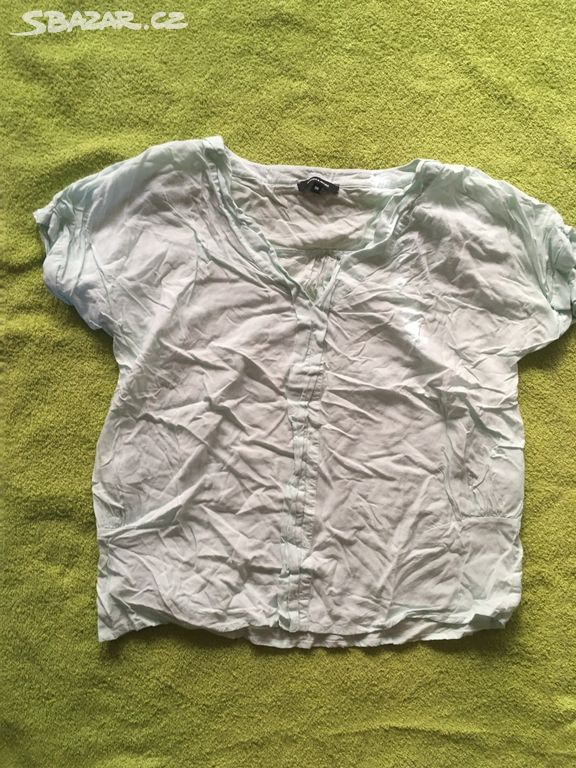 Tyrkysová pastelová plátěná lehká halenka košile