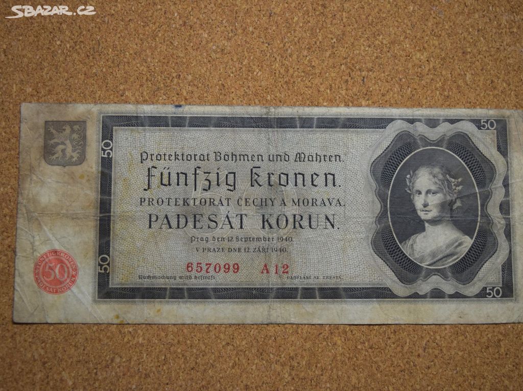 Bankovka 50 Korun Protektorát Č a M 1940