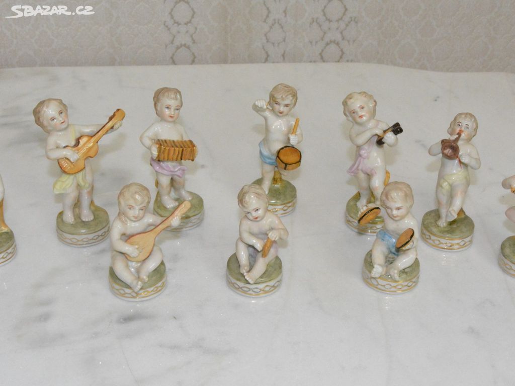 Porcelánová sada figur - muzikanti - 10 kusů