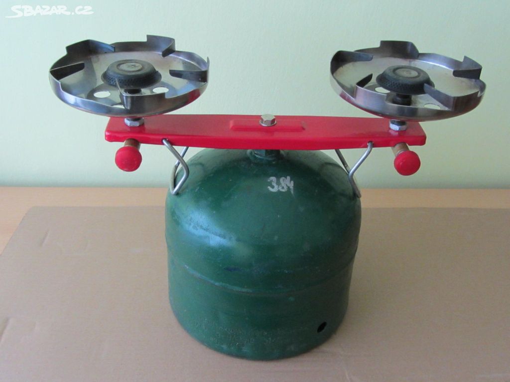 Vařič plynový Meva Picamp- dvouhořákový a PB lahev