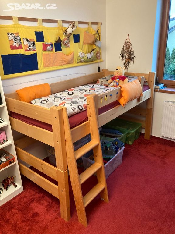 Dětská postel Gazel Sendy se skluzavkou a domečkem