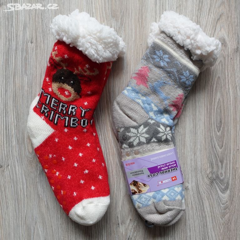 Hřejivé vánoční ponožky na zimu - 2 páry