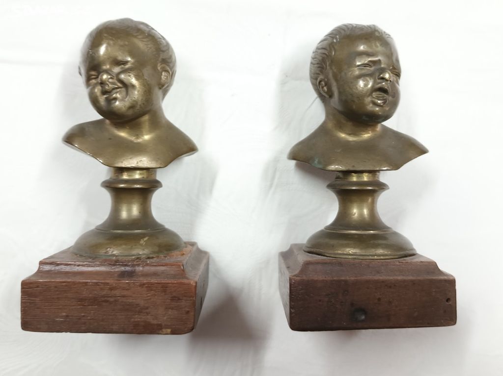 Bronz starožitné busty děti