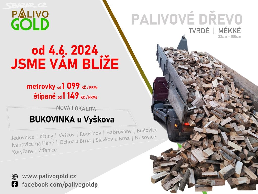 Palivové dřevo, Vyškov | Rousínov | Brno-Východ
