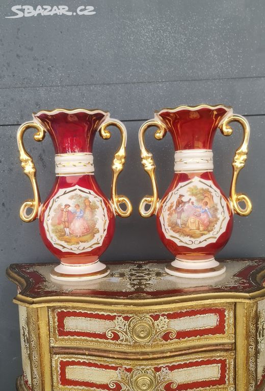 2x starožitná porcelánová váza
