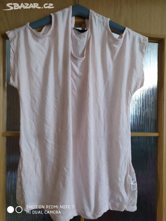 Dámské nové bavlněné růžové pružné tričko vel.44