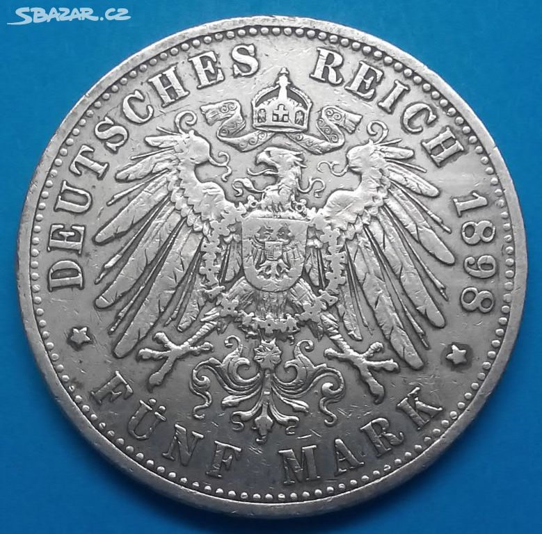 prodám stříbrnou minci z roku 1898
