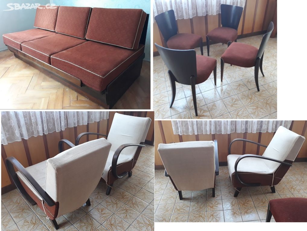 starožitná křesla, gauč, židle - 50.léta