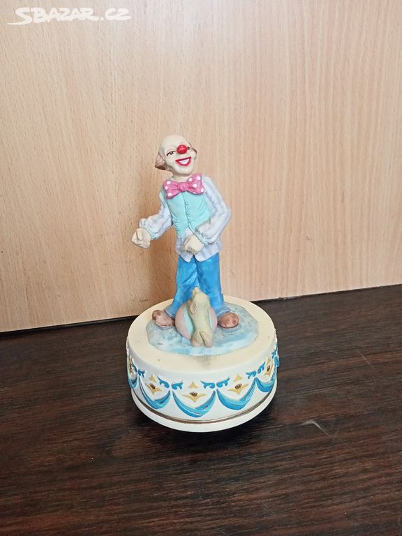 Hrací skříňka klaun, výška 17 cm