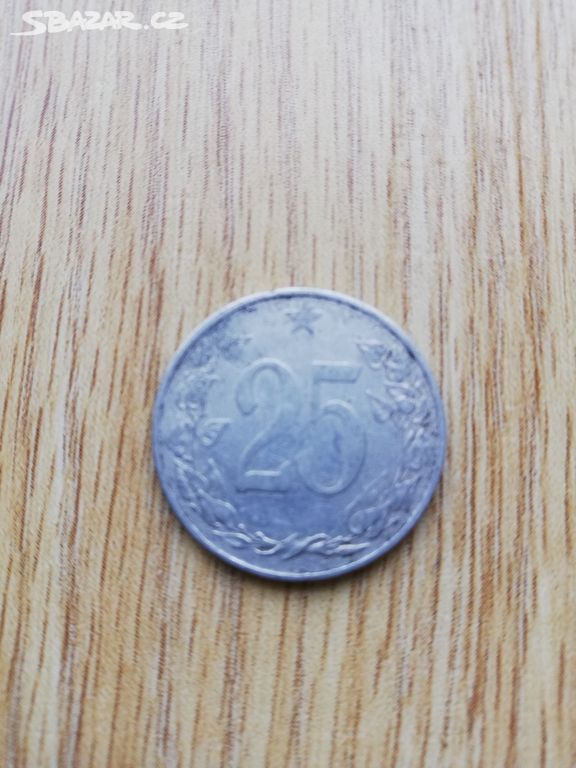 mince 25 haléřů Republika československá, r. 1953
