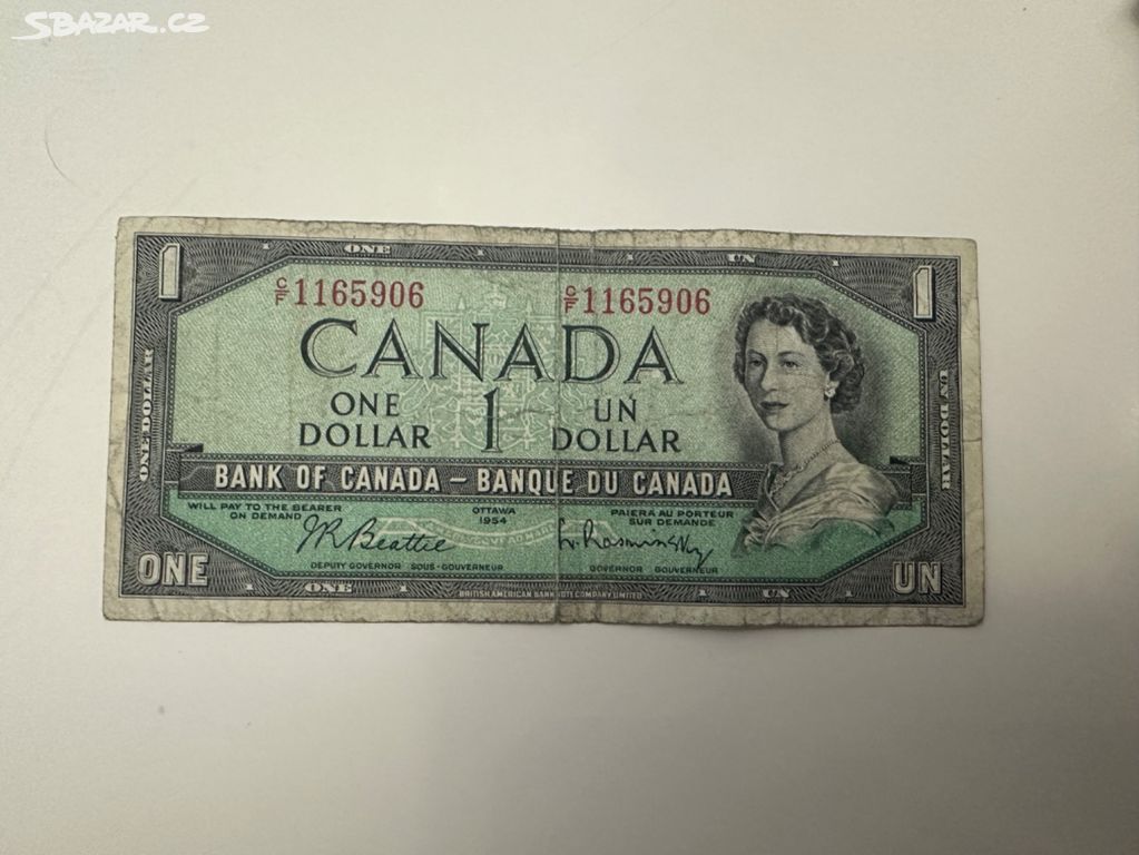 Bankovka Kanada - 1 Dollar 1954 - královna Alžběta