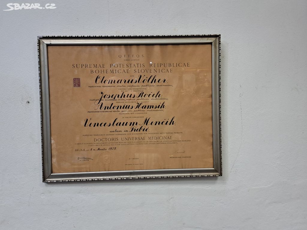 1929 Diplom Doktorát Masarykova universita 6925