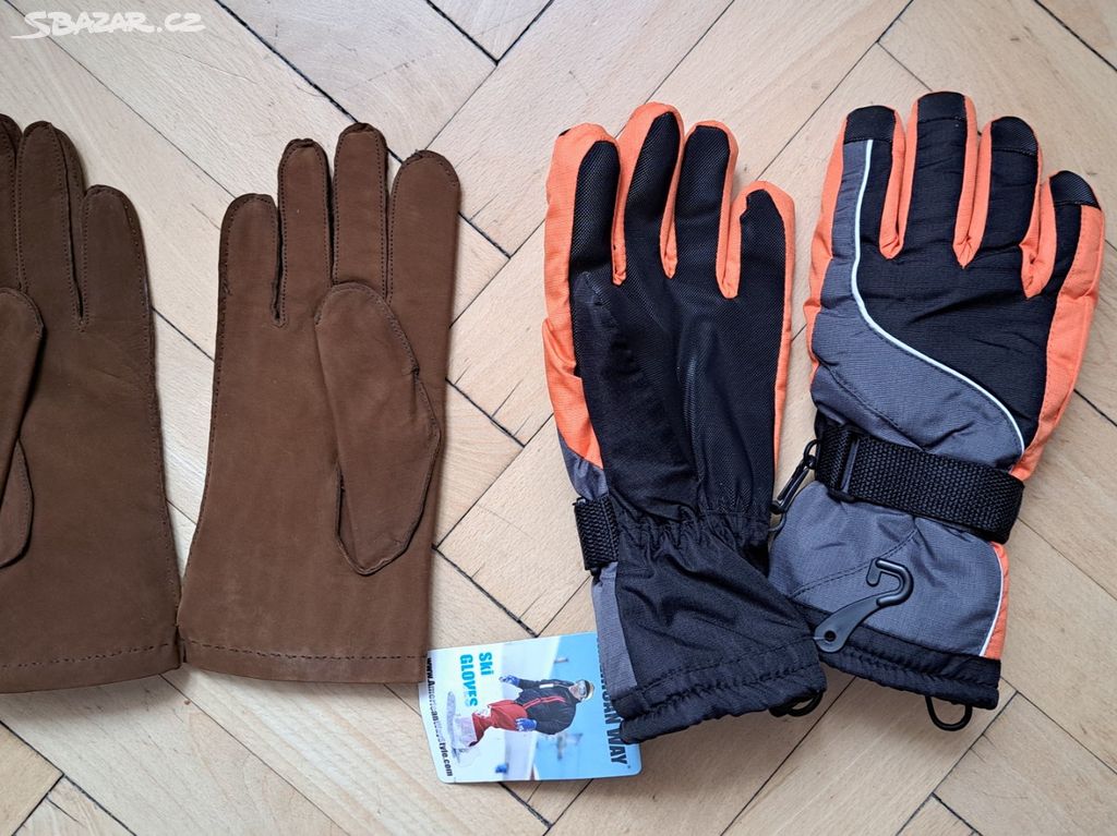 Kožené pánské rukavice a lyžařské rukavice