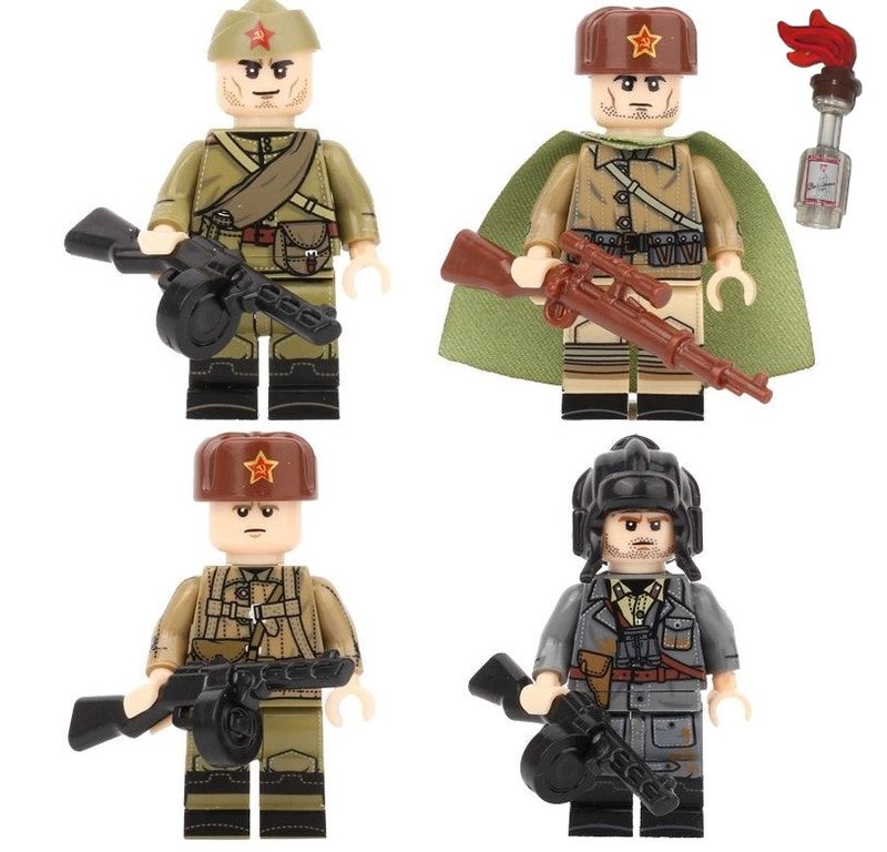 4x sovětský voják s LEGO kompatibilní NOVÉ