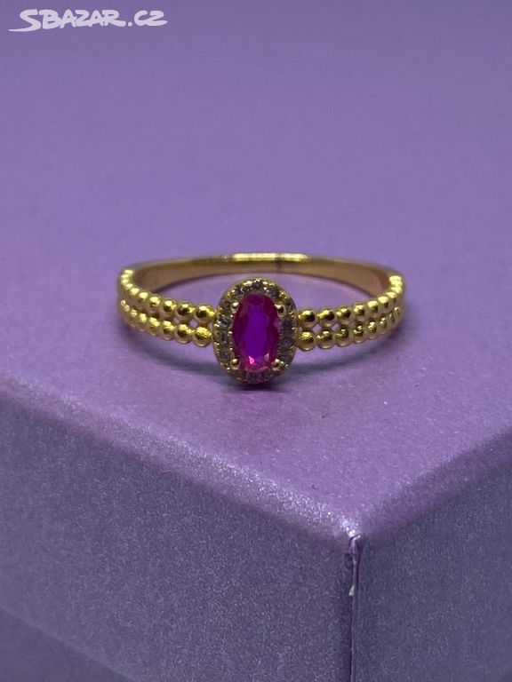 Stříbrný prsten AG 925 s růžovým kamenem