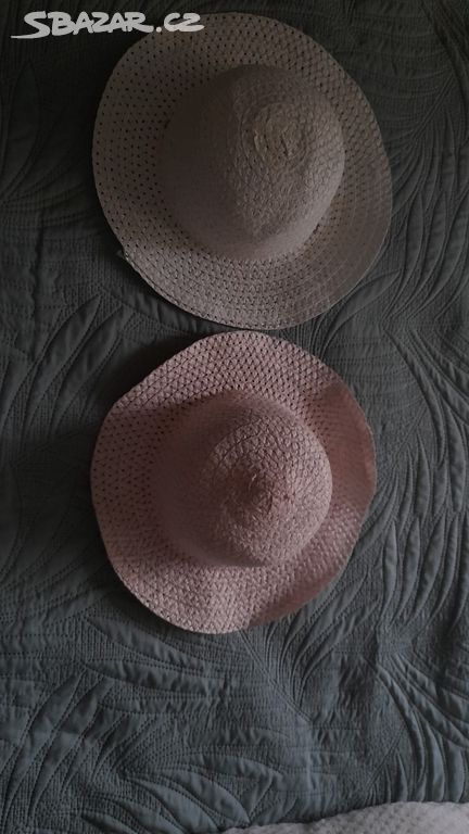 Dětský slaměný klobouk bílý + růžový 5-10 let