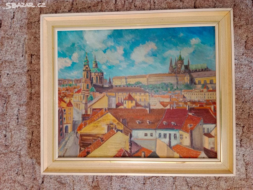 obraz Praha malba, starožitný