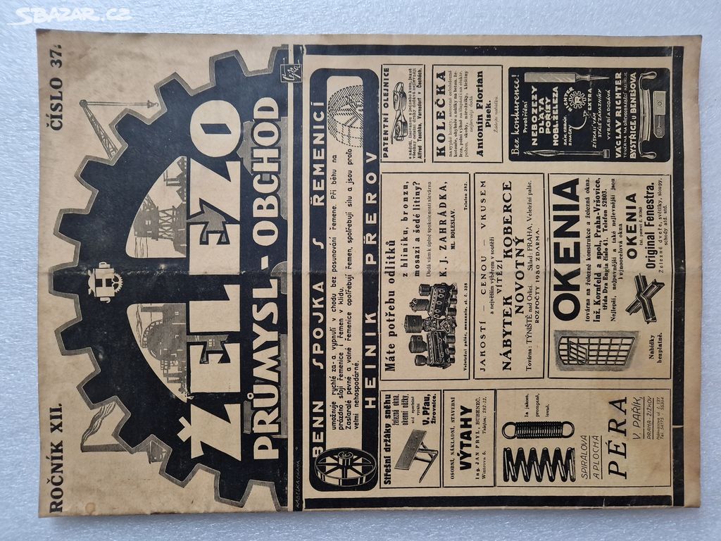 Reklamní noviny Železo Průmysl 1930 stroj technika