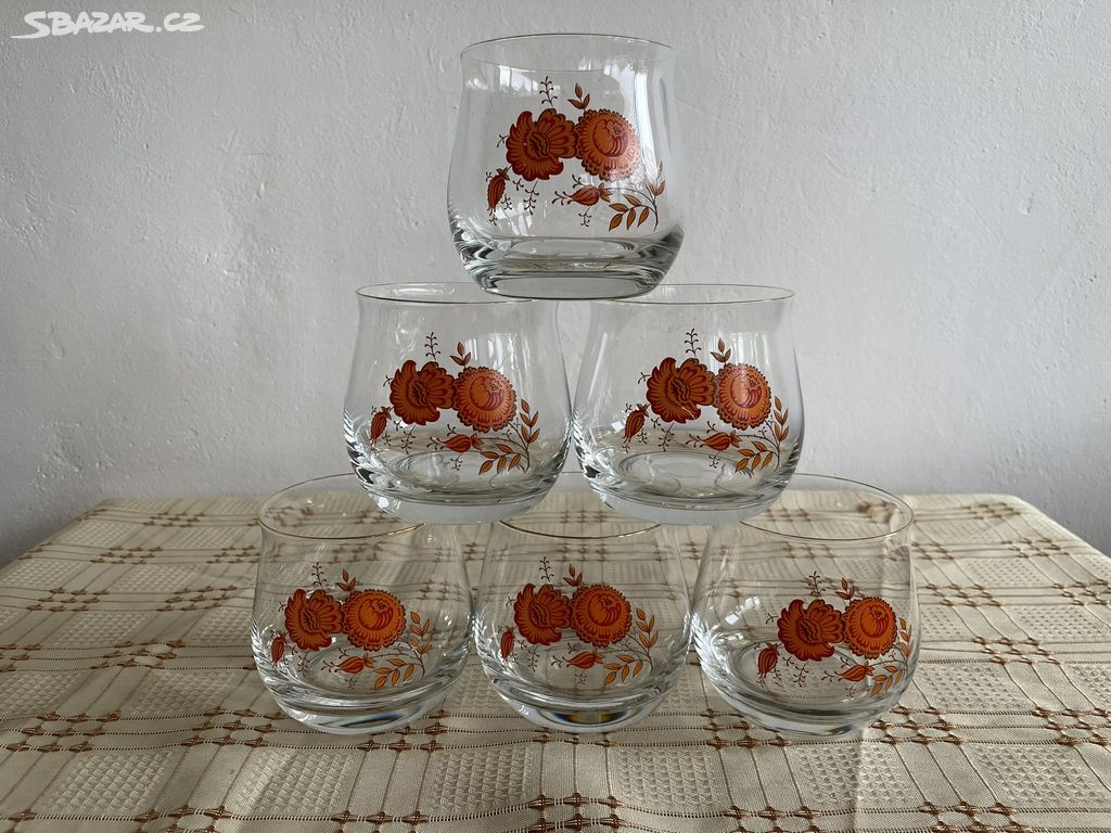 Starožitné sklenice s oranžovými květy Iside CS