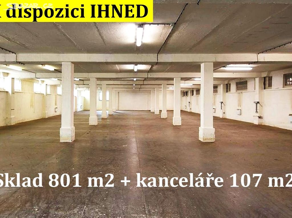 Nájem přízemního skladu 801 m2, rampa, Praha 9 HP