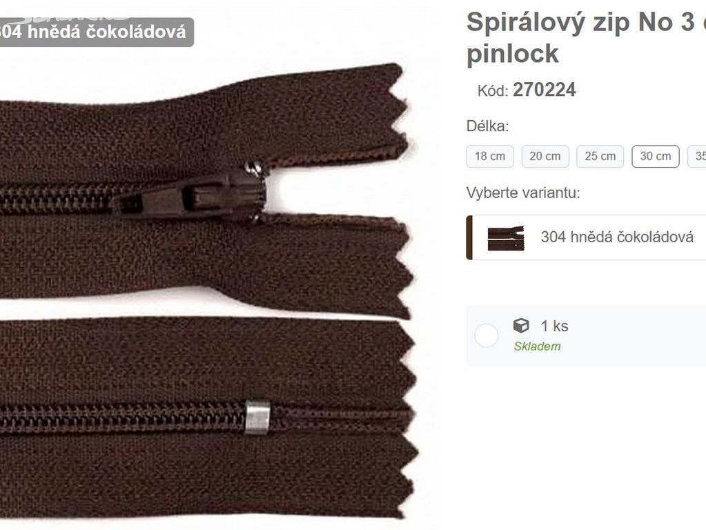 Spiralovy zip hnedy