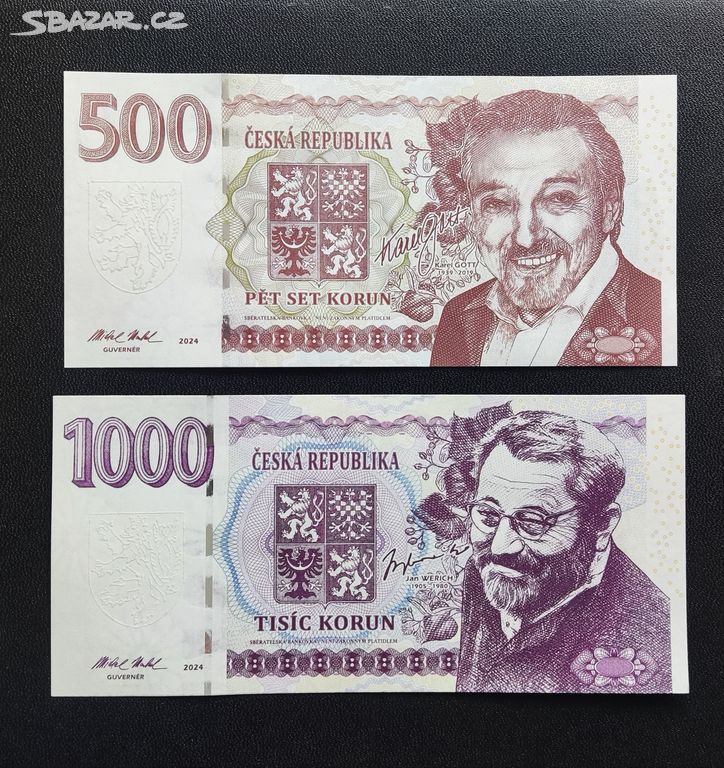 500 + 1000 korun, Gott + Werich, sada, s.č. 00090