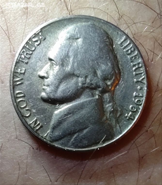 Mince Five cent 1964 D vzácná chyborazba