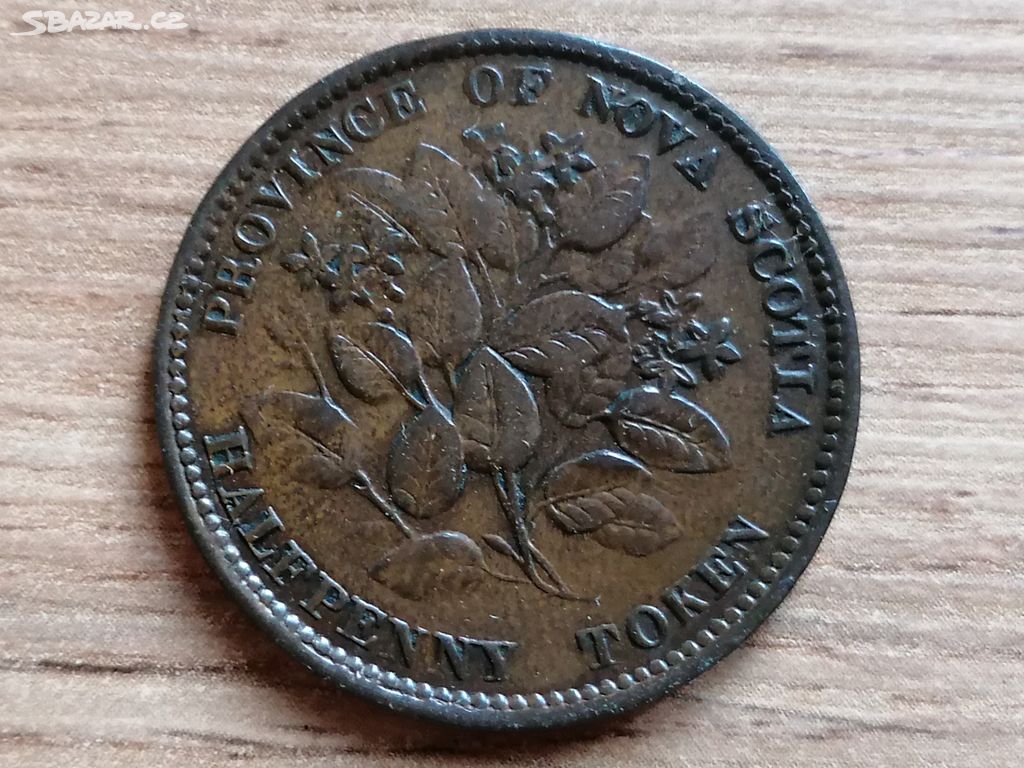 Nova Scotia Halpenny 1856 koloniální mince Kanada