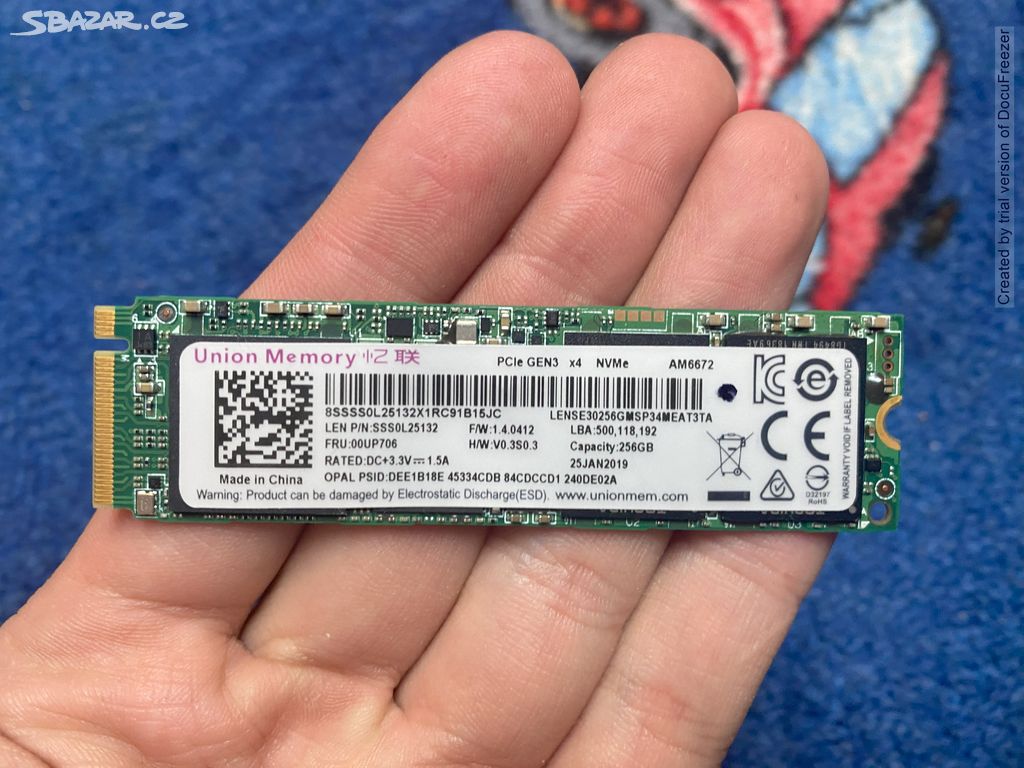 NVME PCIe Gen 3. SSD kapacita 256GB s vadou