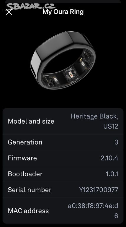 Oura Gen3 Heritage Black size 12