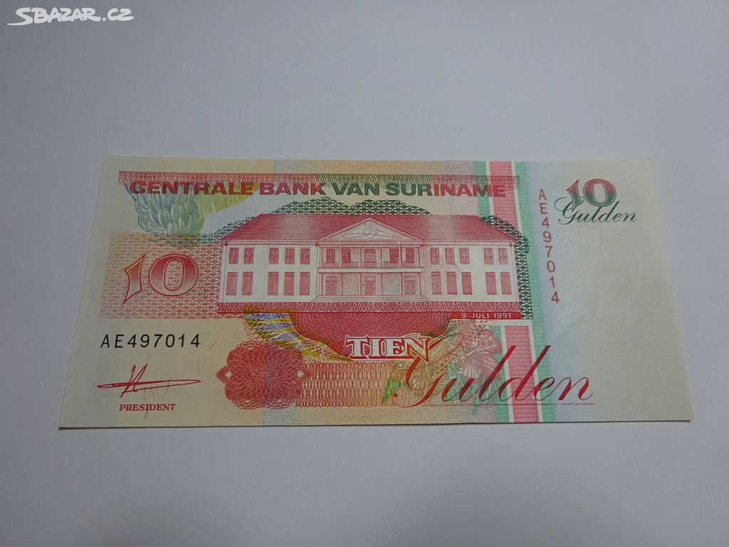 Bankovka - Surinam - 10 Gulden - 1991