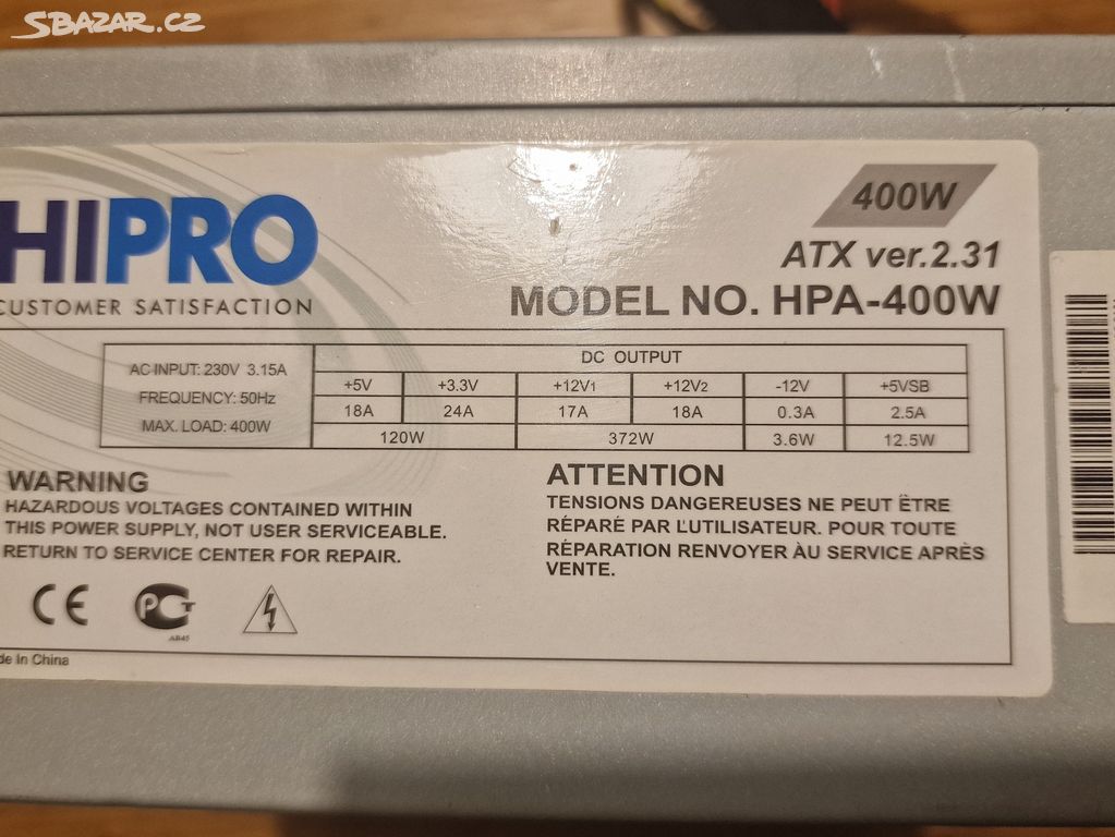 PC zdroj (power supply) - HIPRO (HPA-400W)