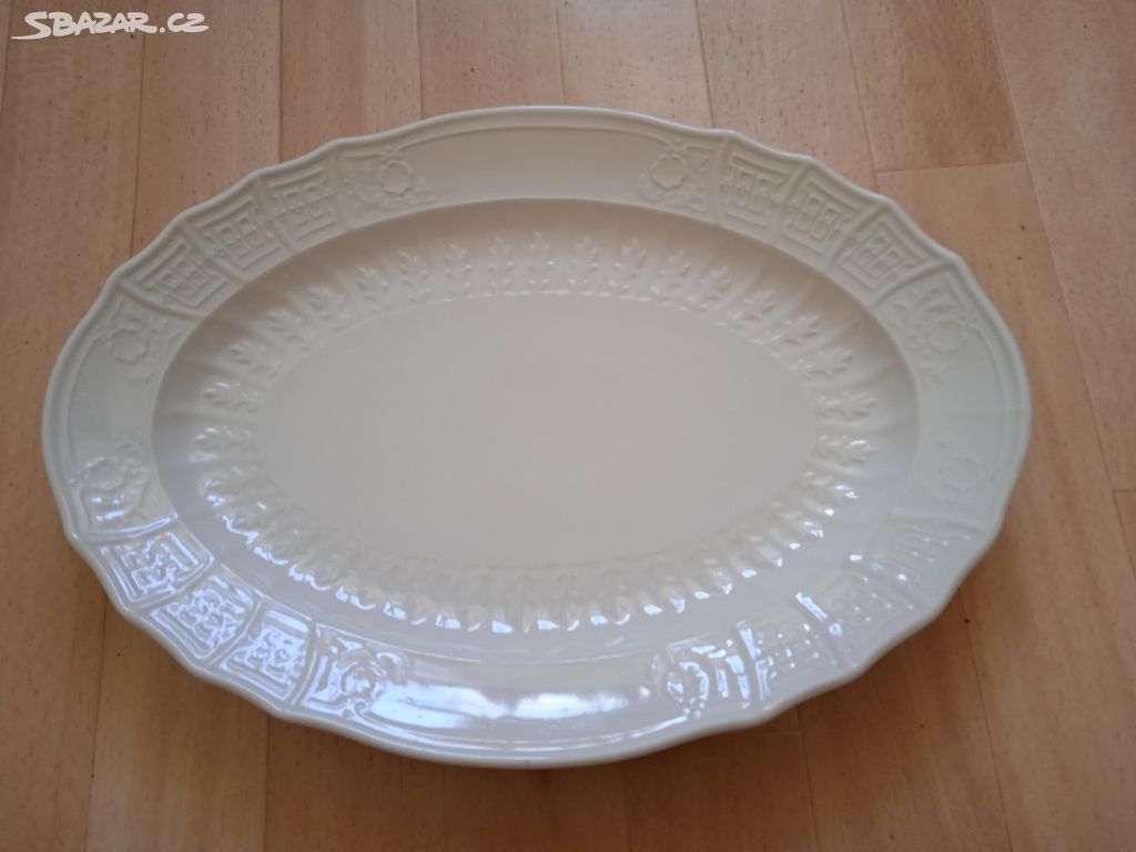 Retro oválný porcelánový tác (talíř) neznačený