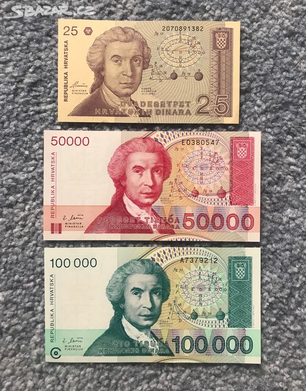 3 bankovky z Chorvatska