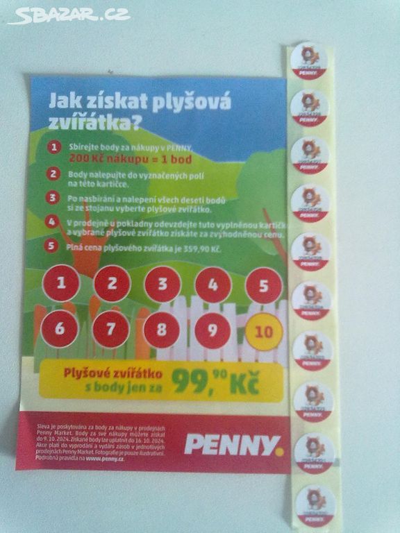 Penny body na plyšáky pes a kočka