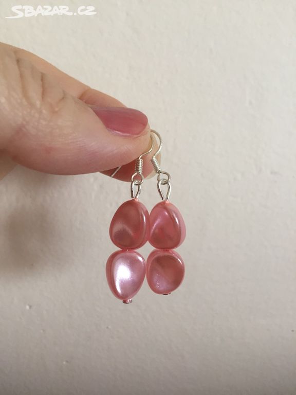 Náušnice růžové perlové