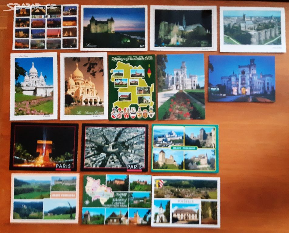 pohlednice města a místa v ČR, SR, Francie, Itálie
