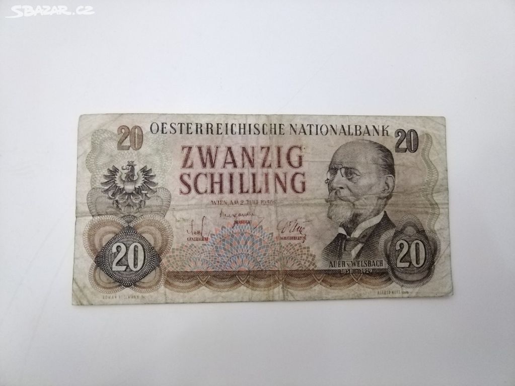 Bankovka Rakousko - 20 Schilling 1956