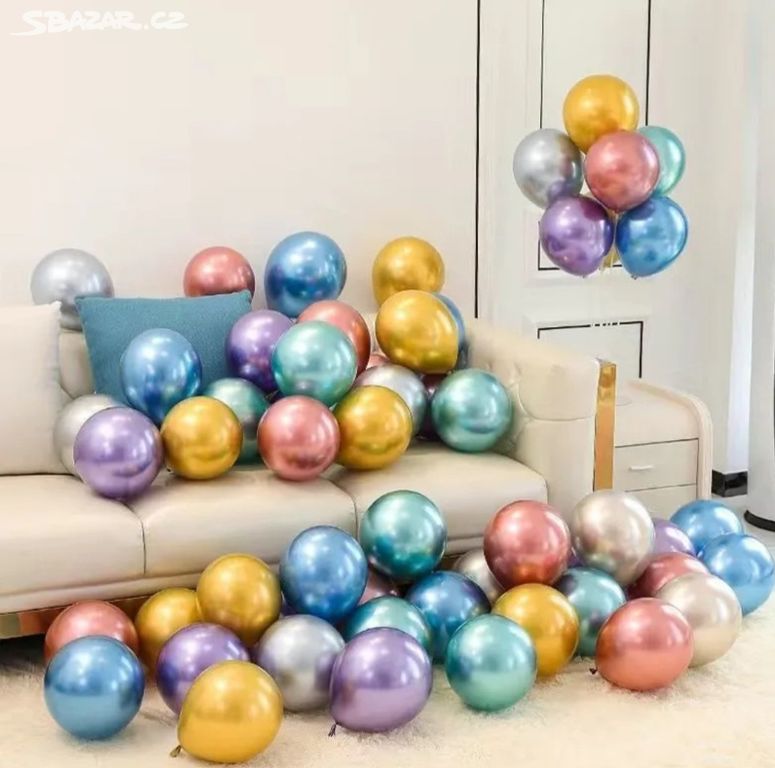 50 ks metalických balónků v různých barvách