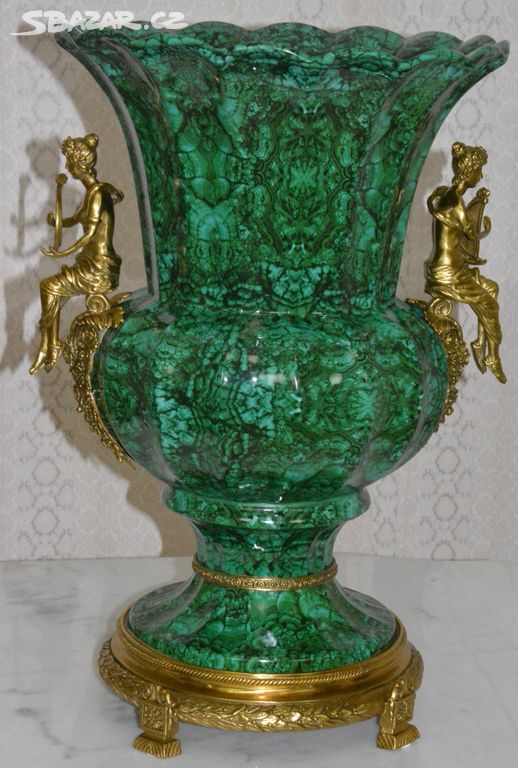Zámecká váza s dámami XXL - porcelán + bronz-55 cm