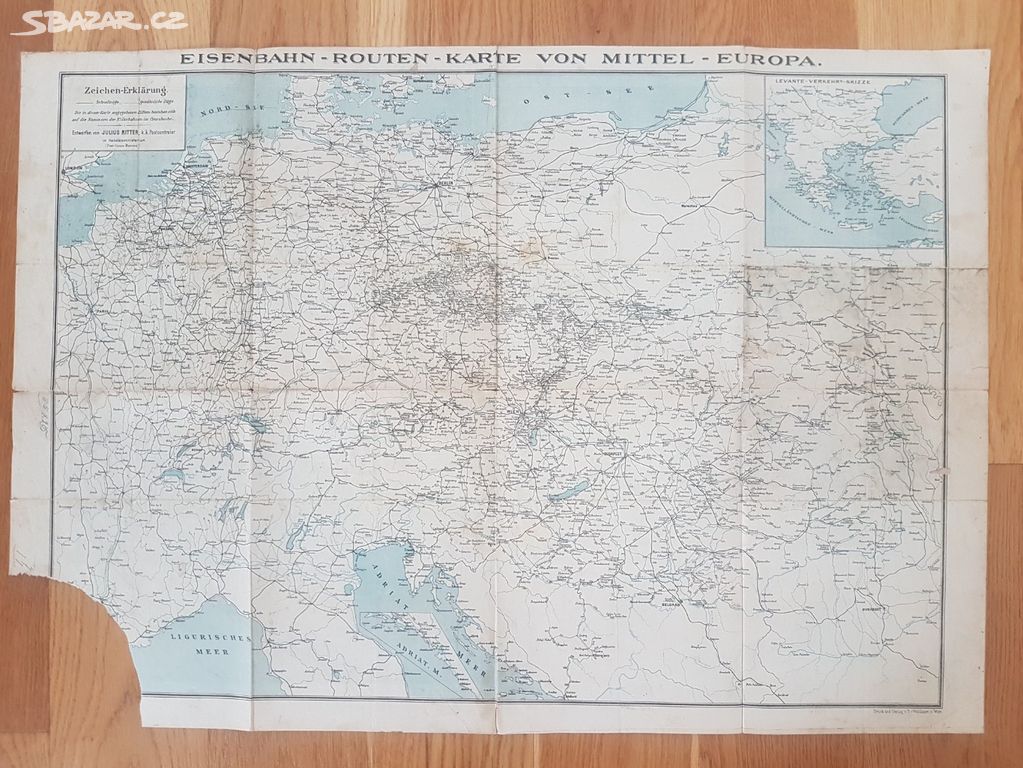 Starou železniční mapu Rakousko-Uherské monarchie,
