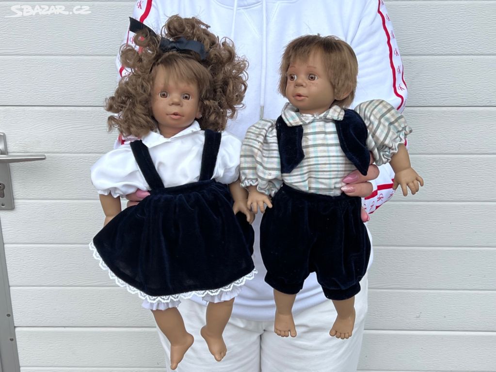 2x šklebík výrazová panenka chlapeček a holčička