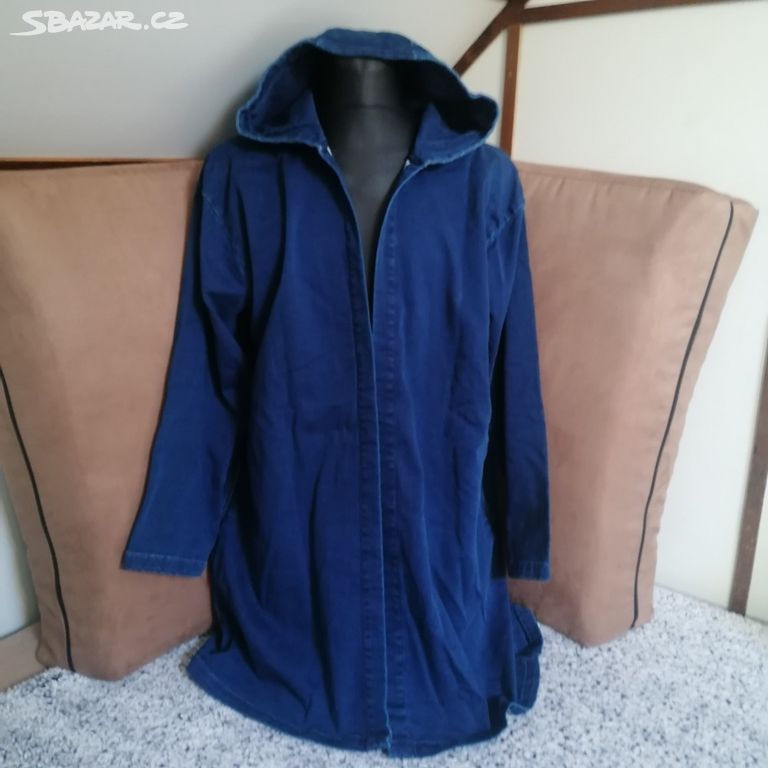 Krásný riflový bavlněný kabátek s kapucí vel.42-48