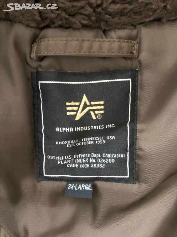 Bunda Alpha Industries N3B, hnědá, vel.XXXL