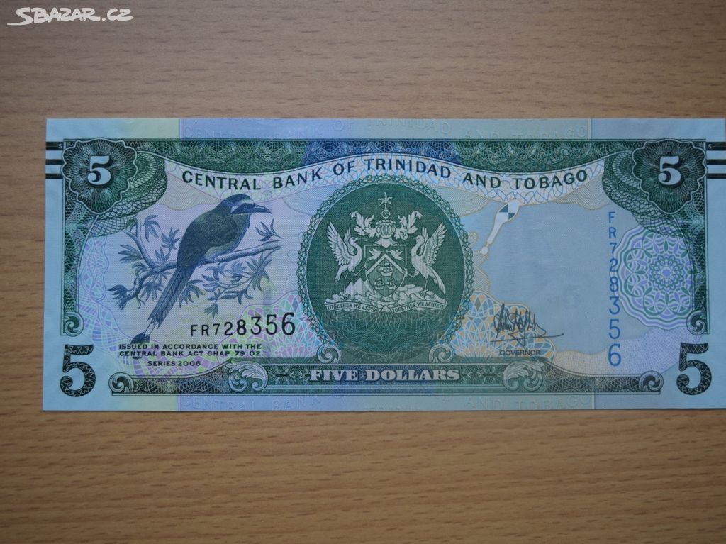 Bankovka 5 Dolarů Trinidad a Tobago 2006